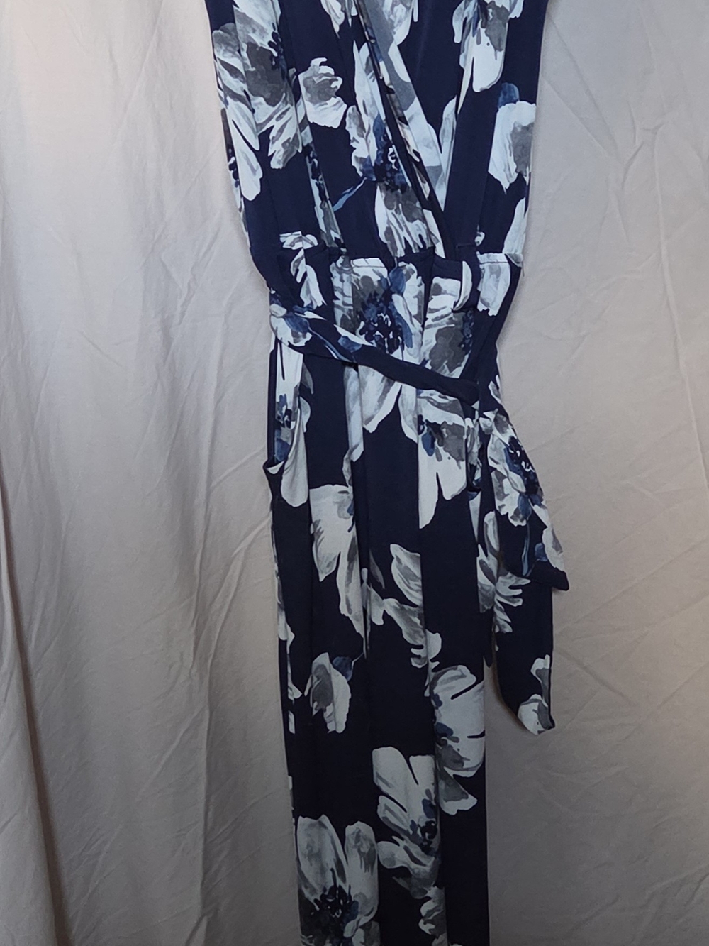 VENUS Navy Floral Sleeveless Jumpsuit with Belt